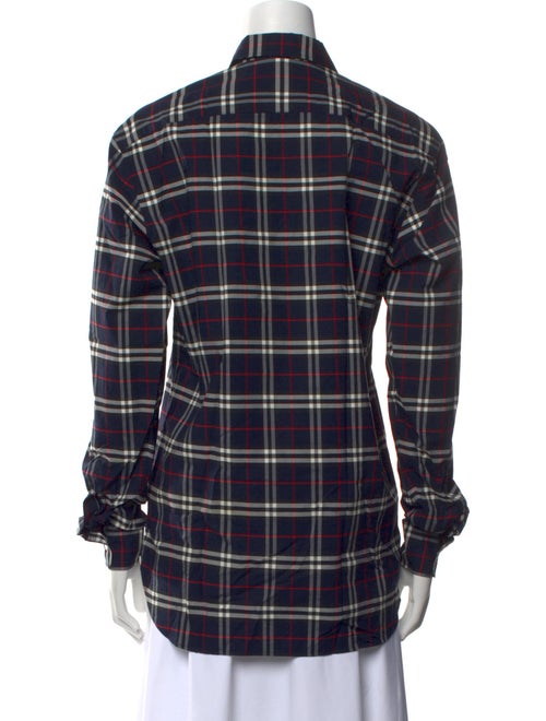 Burberry Plaid Print Long Sleeve Button-Up Top