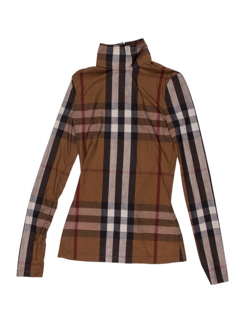 Burberry Plaid Print Turtleneck Top
