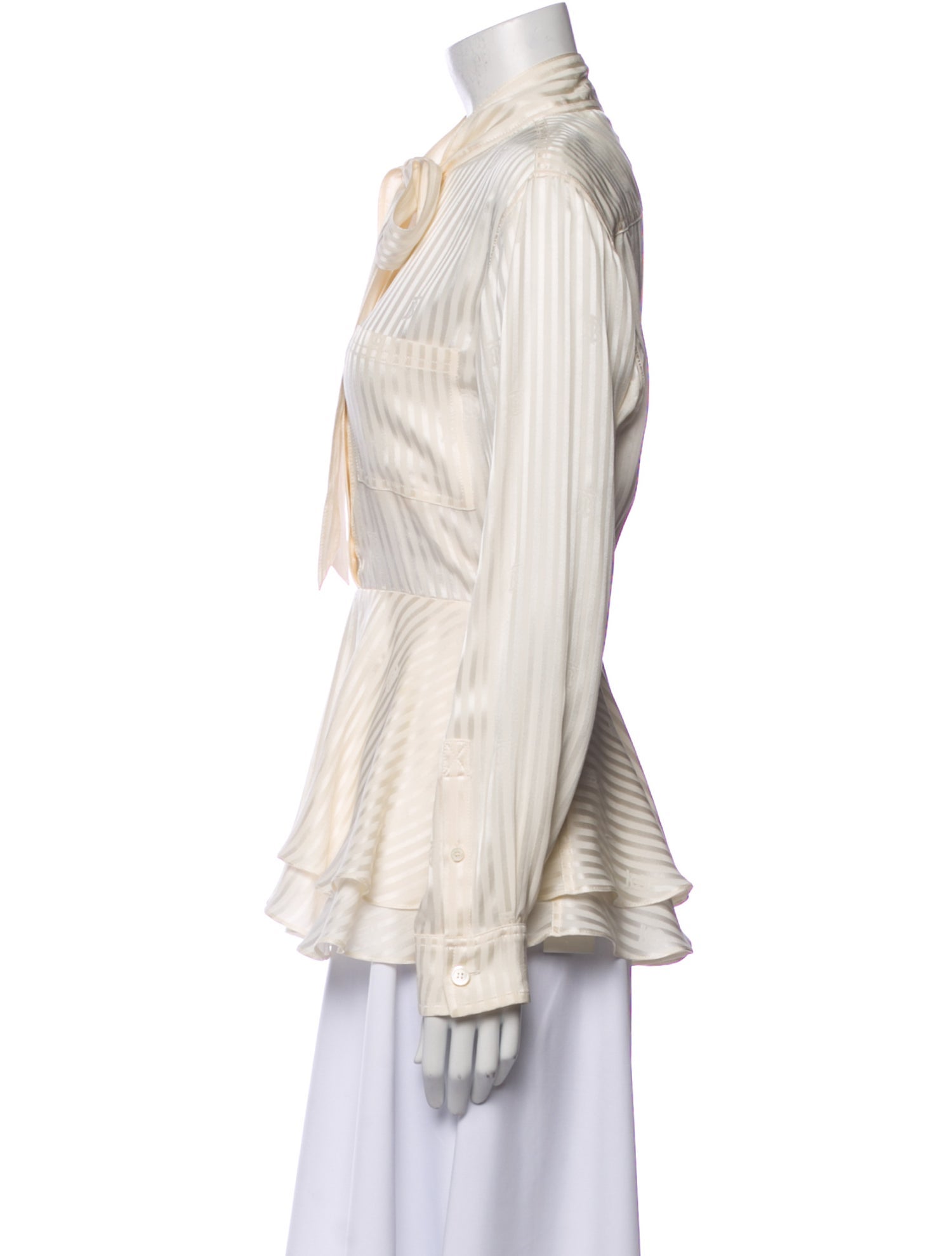 Burberry Silk Long Sleeve Button-Up Top