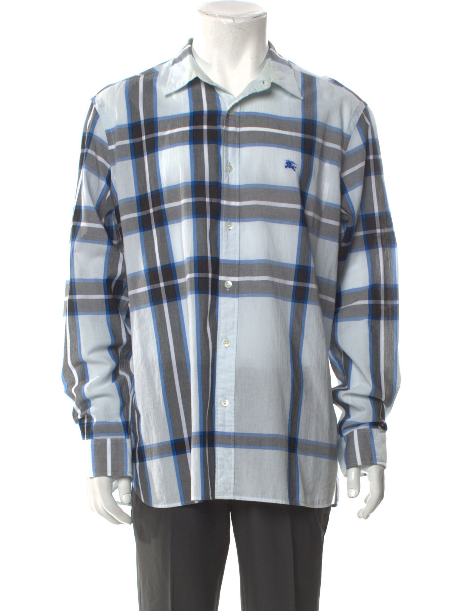 Burberry Plaid Print Long Sleeve Shirt