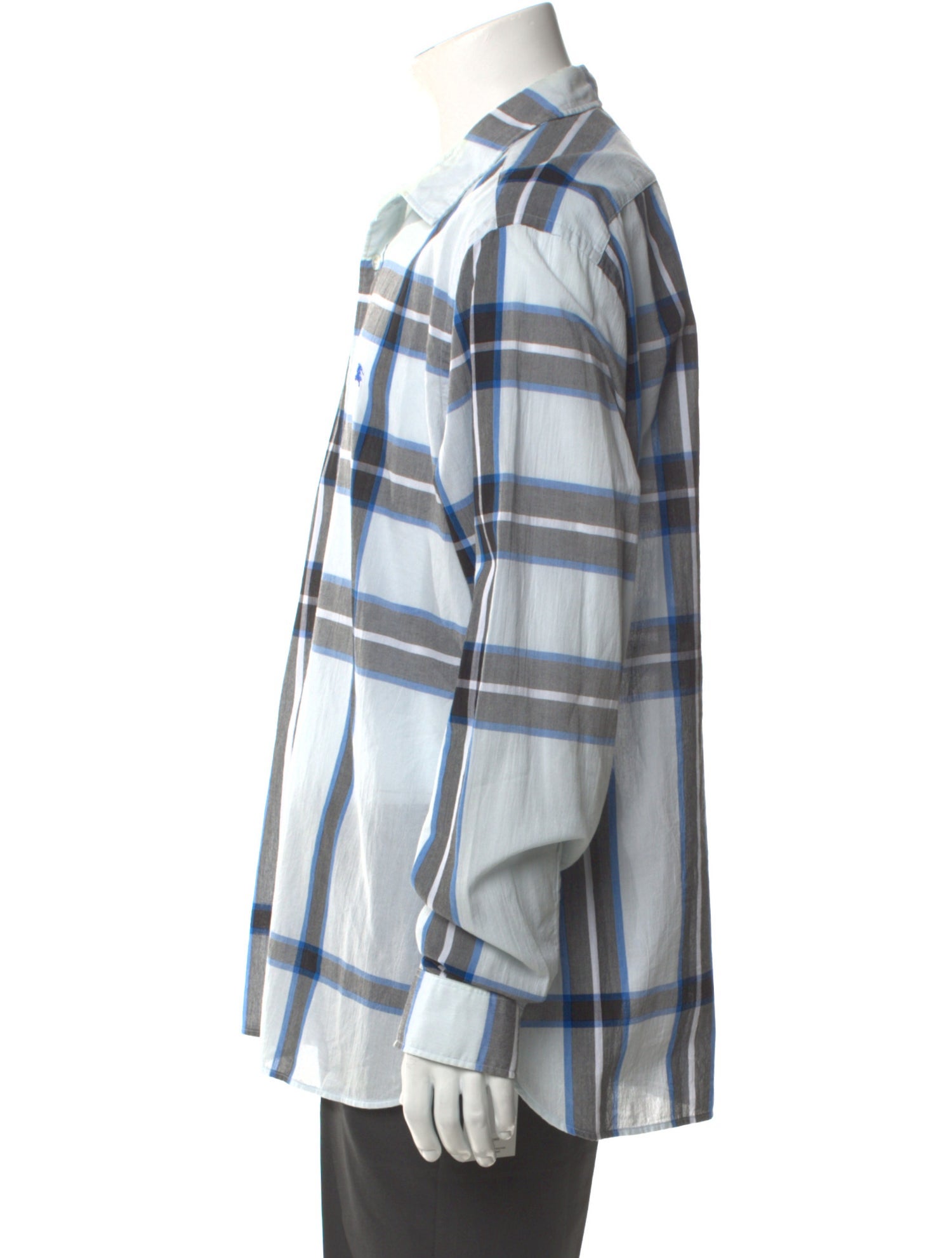 Burberry Plaid Print Long Sleeve Shirt