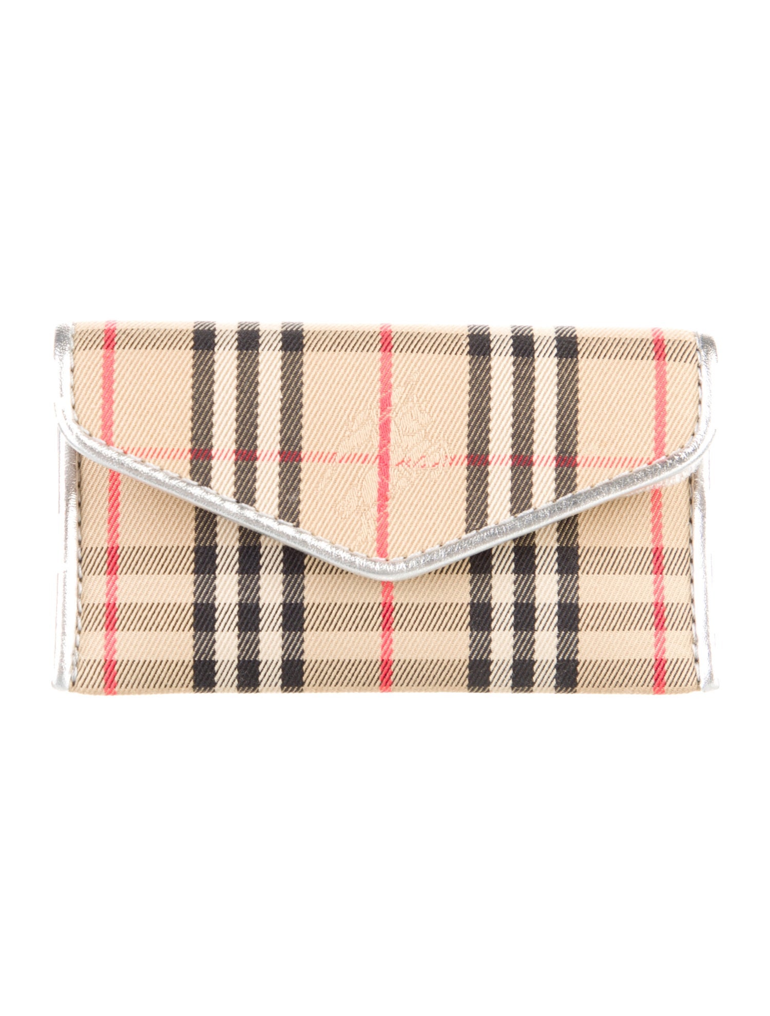 Burberry Canvas Plaid Print Pouch w/ Tags