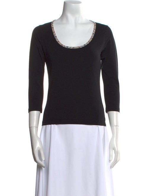 Burberry London Scoop Neck Three-Quarter Sleeve Top