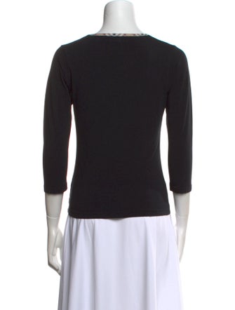Burberry London Scoop Neck Three-Quarter Sleeve Top