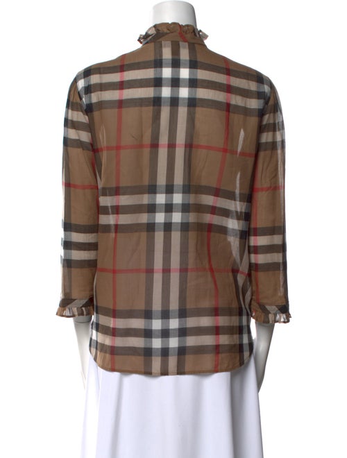 Burberry Plaid Print Mock Neck Blouse