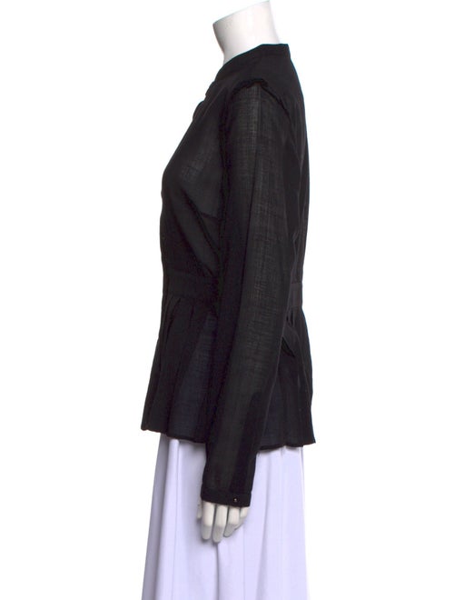 Burberry Virgin Wool Long Sleeve Button-Up Top