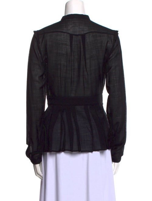 Burberry Virgin Wool Long Sleeve Button-Up Top