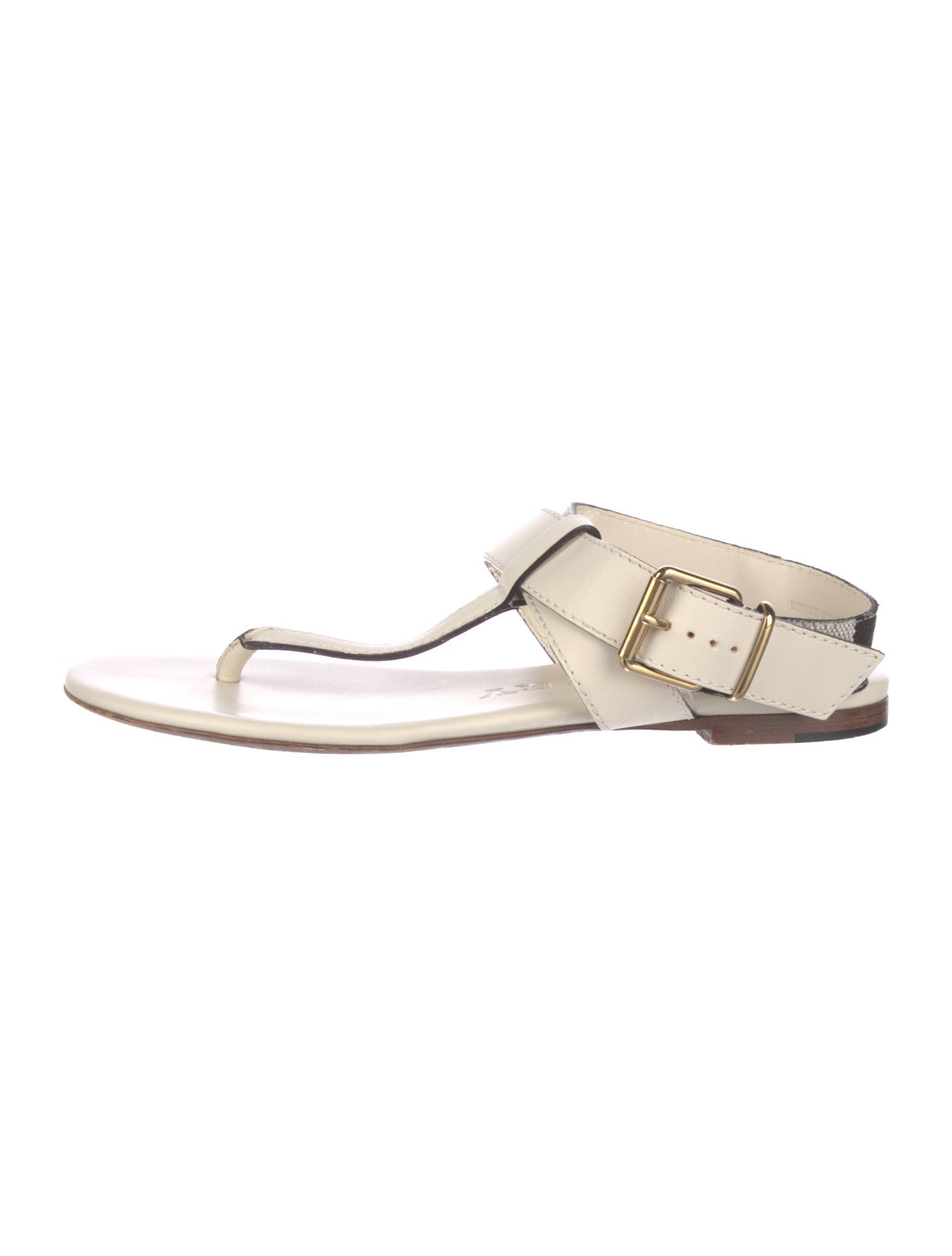 Burberry House Check Pattern Leather Slingback Sandals