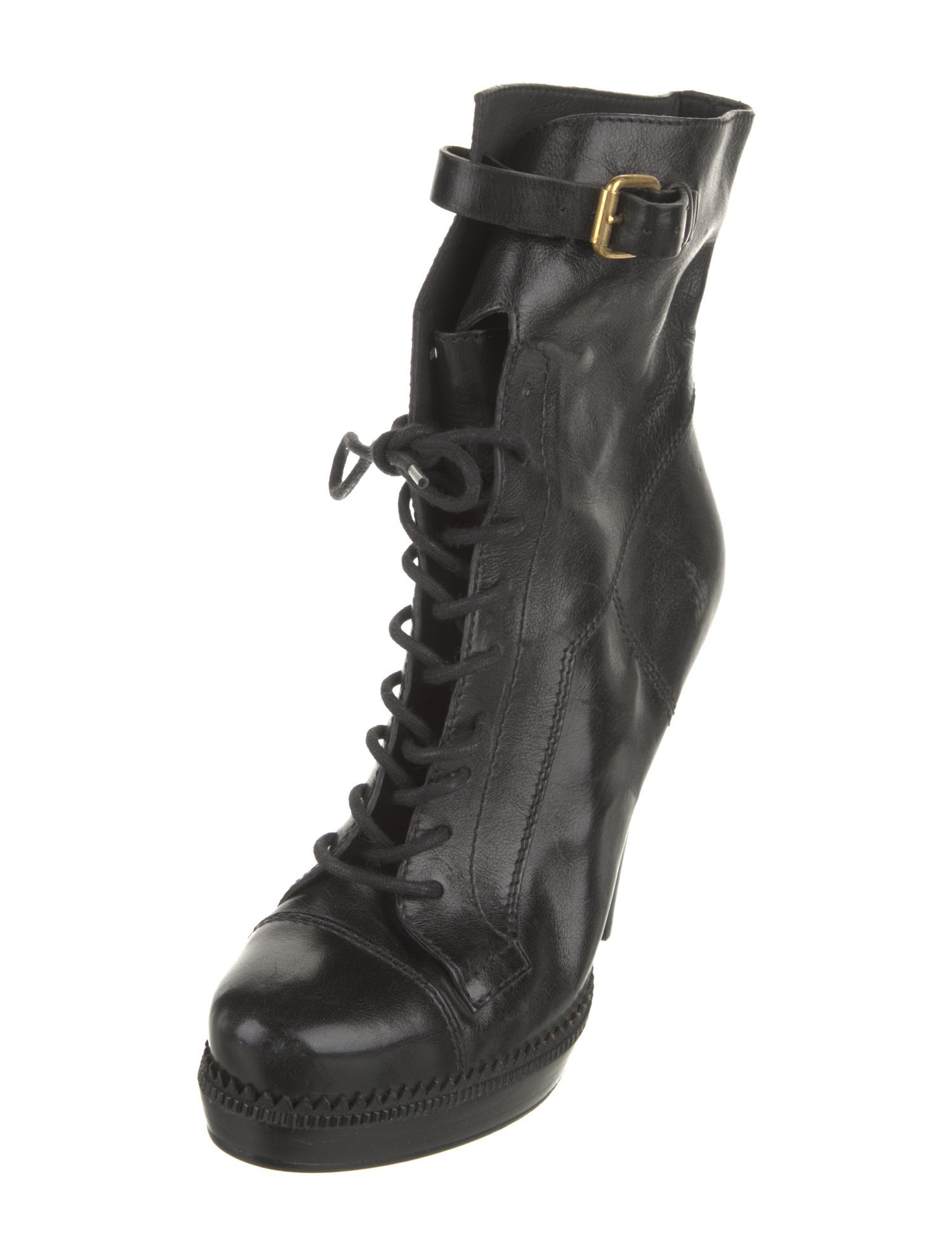 Burberry Leather Lace-Up Boots