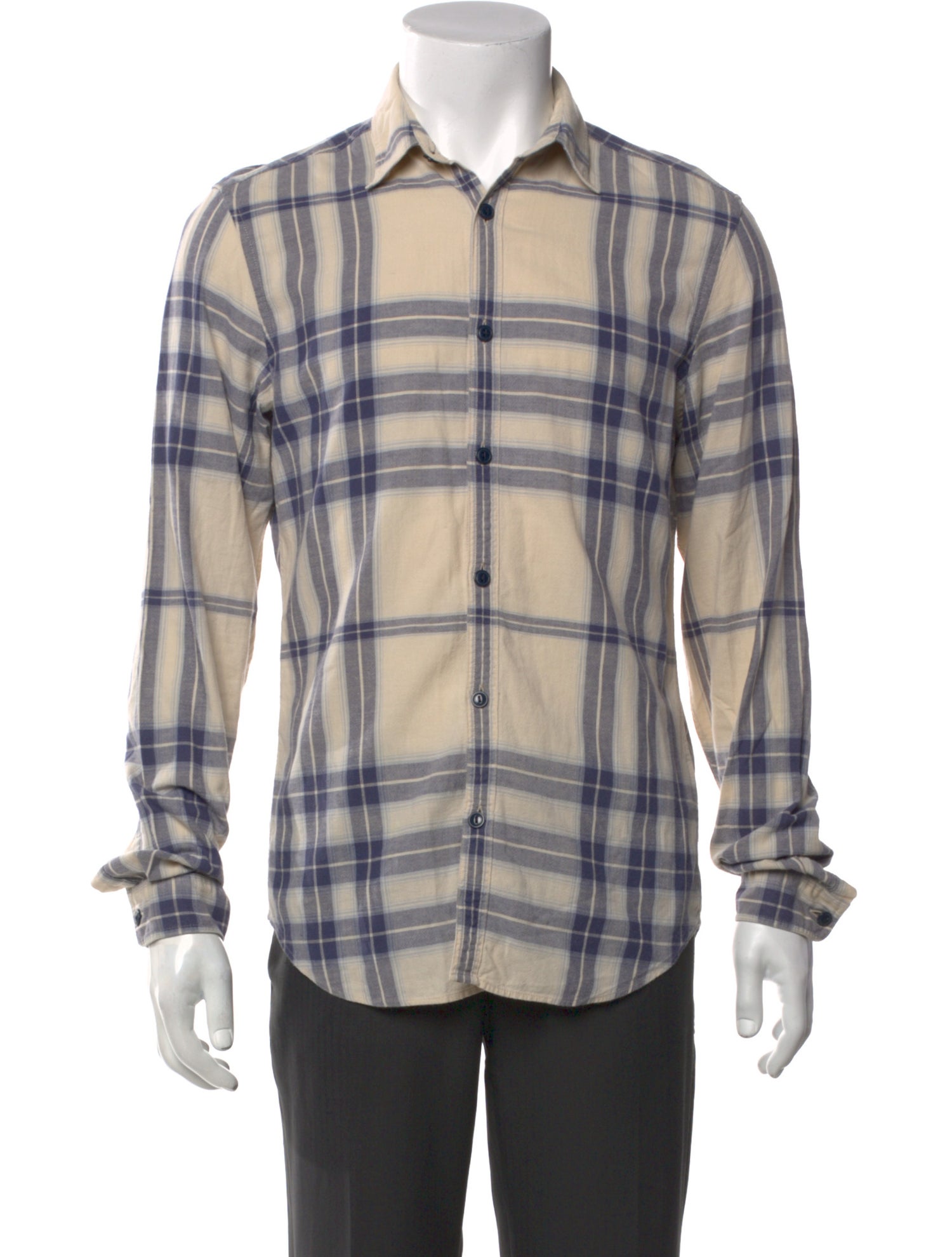 Burberry Plaid Print Long Sleeve Shirt