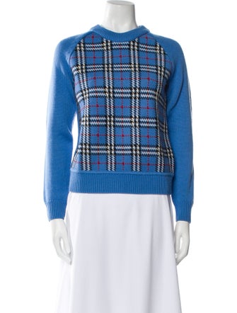 Burberry Merino Wool Plaid Print Sweater