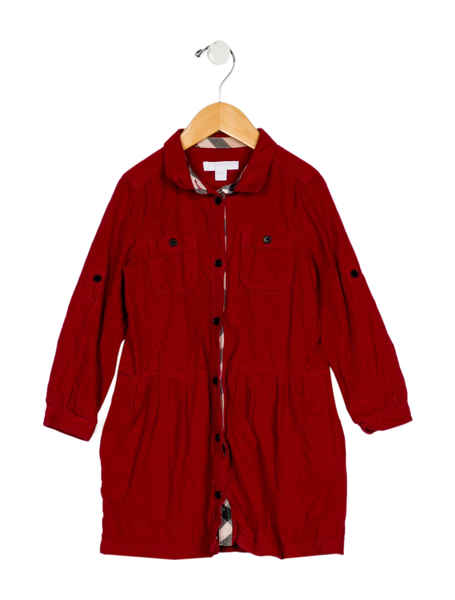 Burberry Girls' Corduroy Long Sleeve Shirt Dress