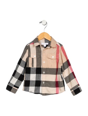 Burberry Toddler Boys' Patterned Long Sleeve Button Up Shirt