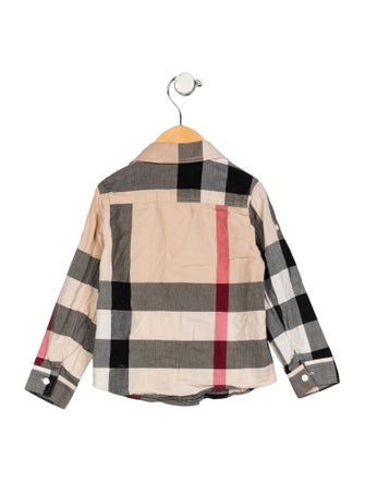 Burberry Toddler Boys' Patterned Long Sleeve Button Up Shirt