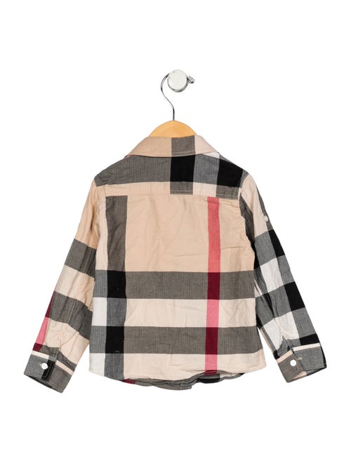 Burberry Toddler Boys' Patterned Long Sleeve Button Up Shirt