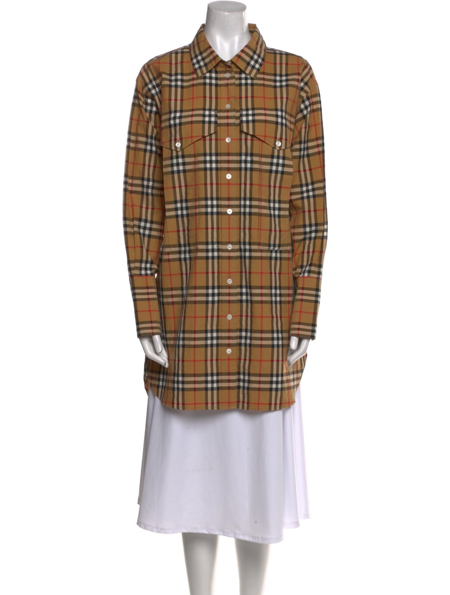 Burberry Plaid Print Long Sleeve Tunic