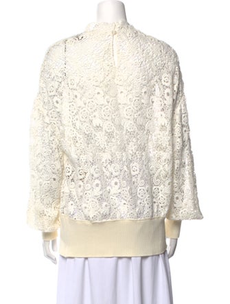 Burberry Lace Pattern Mock Neck Blouse