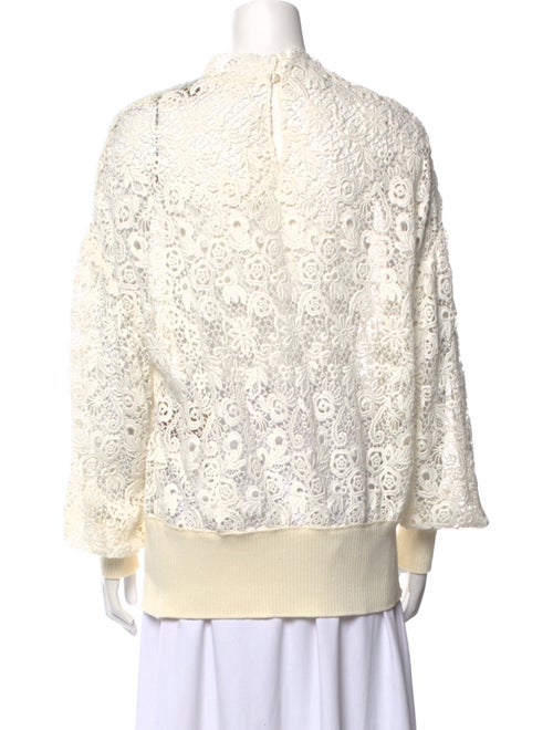 Burberry Lace Pattern Mock Neck Blouse