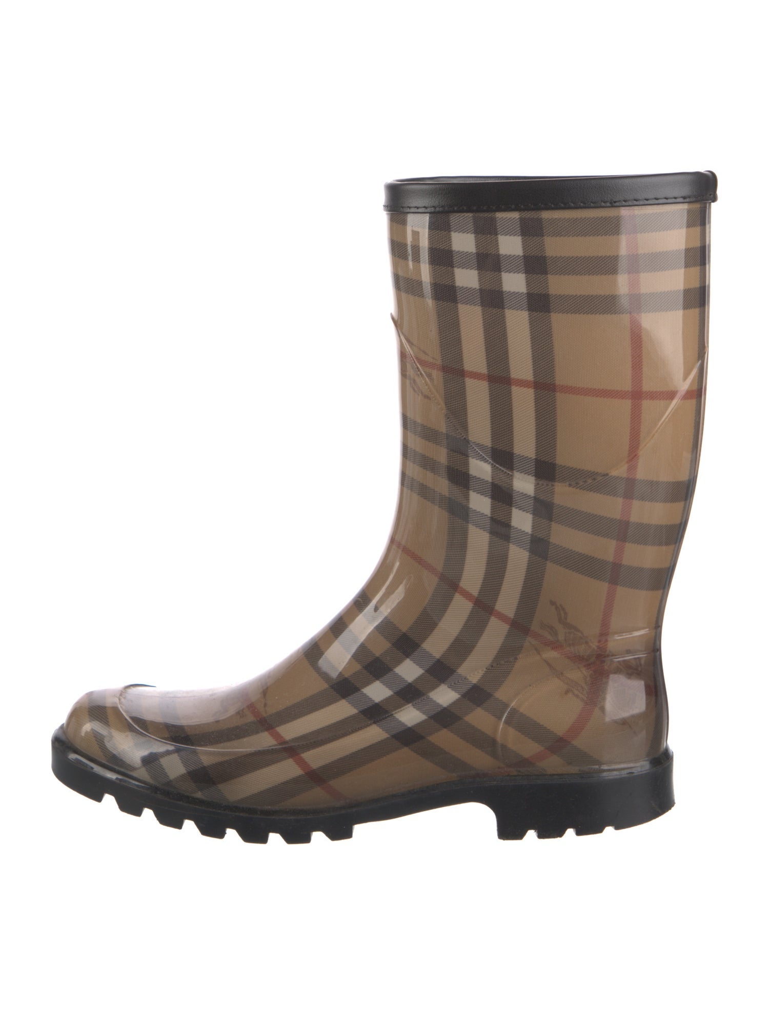 Burberry Rubber Plaid Print Rain Boots