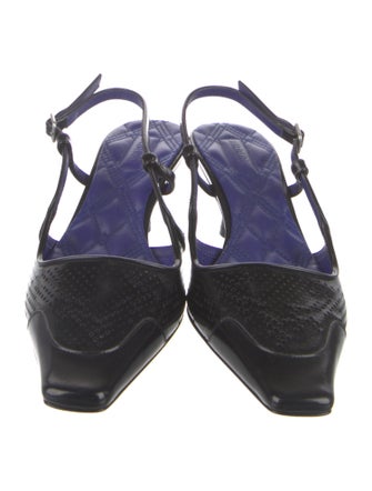 Burberry Leather Colorblock Pattern Slingback Pumps