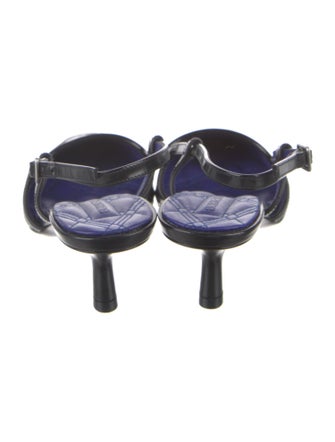 Burberry Leather Colorblock Pattern Slingback Pumps