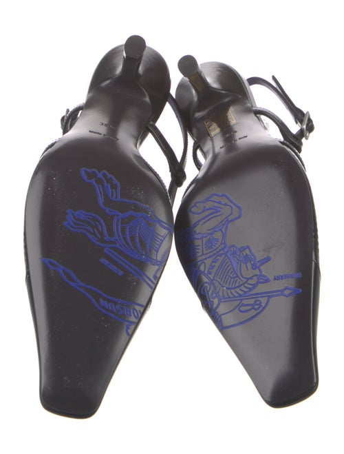 Burberry Leather Colorblock Pattern Slingback Pumps