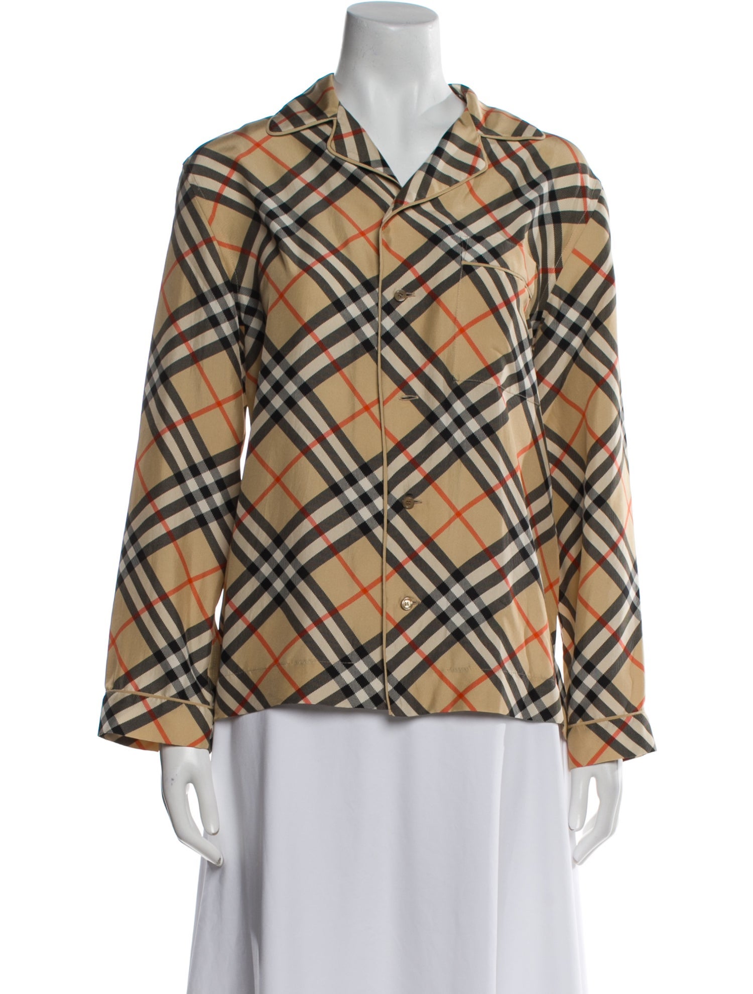 Burberry Silk Plaid Print Pajamas