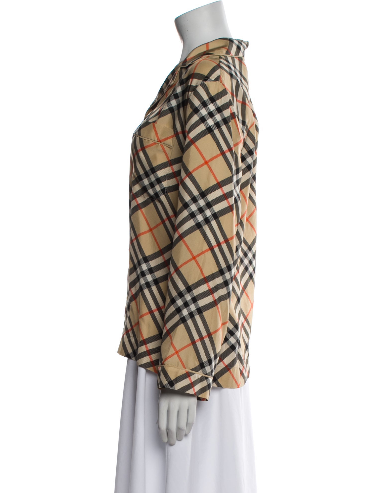 Burberry Silk Plaid Print Pajamas