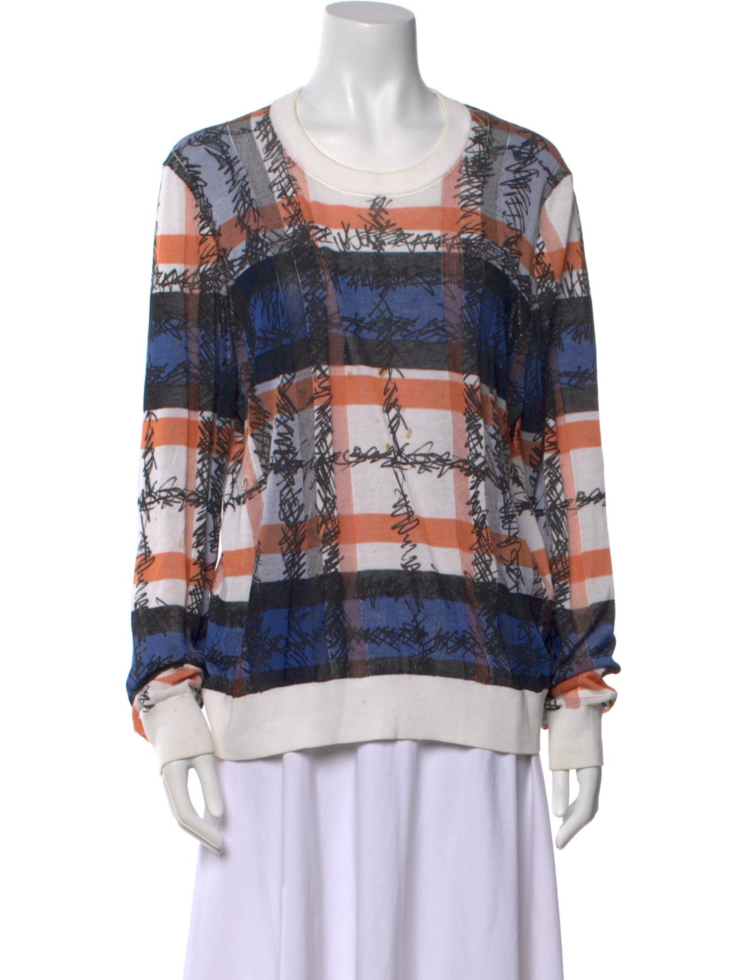 Burberry Plaid Print Scoop Neck Sweater