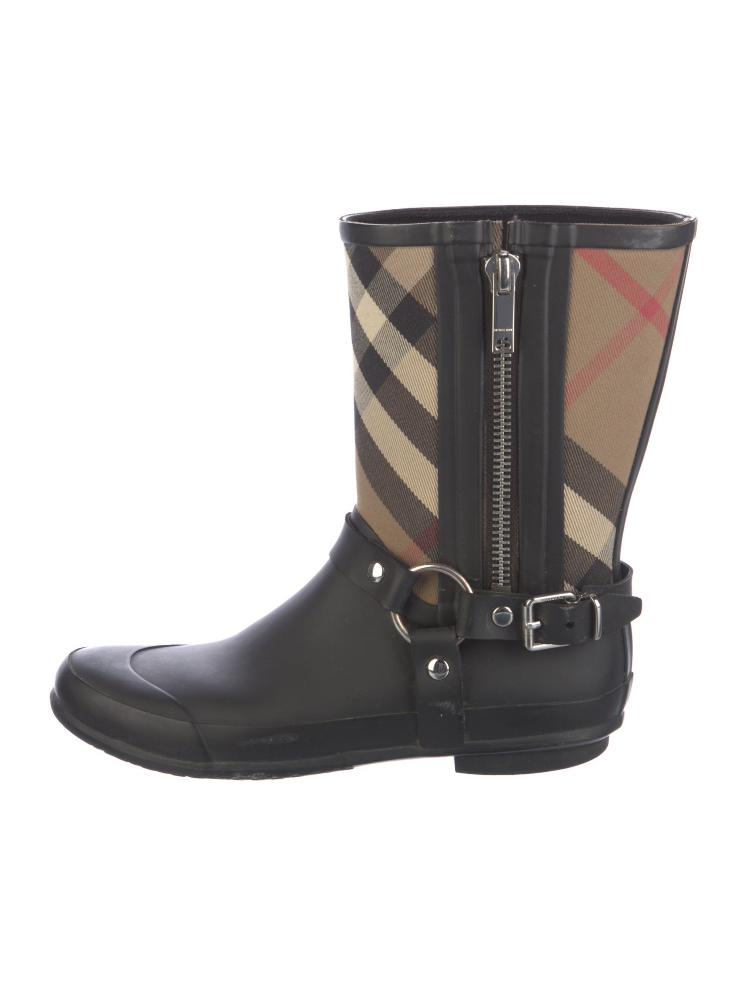 Burberry Nova Check Pattern Canvas Rain Boots