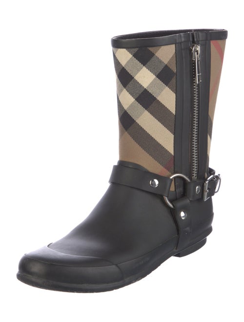 Burberry Nova Check Pattern Canvas Rain Boots