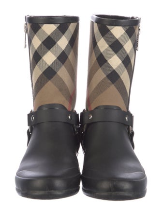 Burberry Nova Check Pattern Canvas Rain Boots