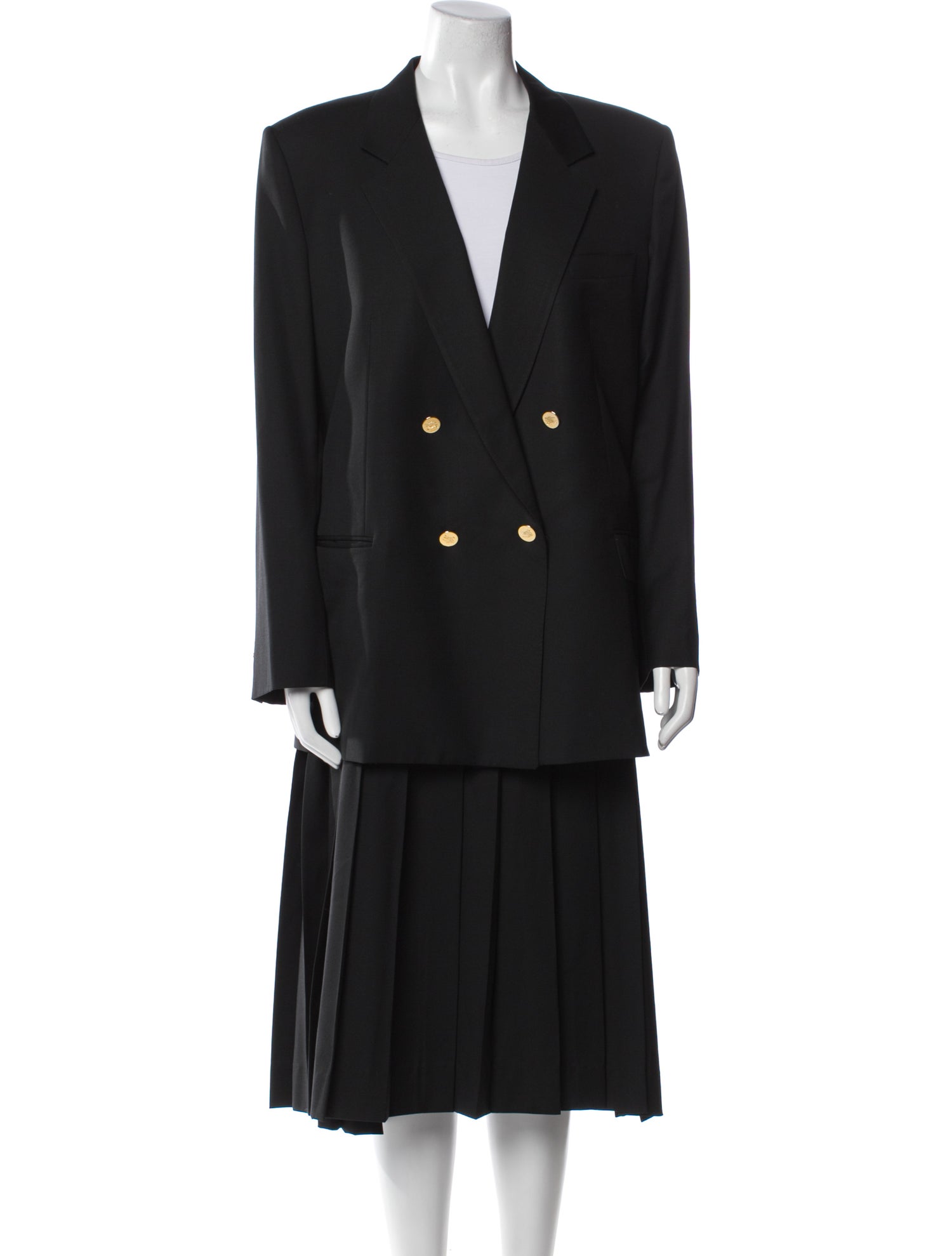 Burberry's Wool Pleated Accents Skirt Suit
