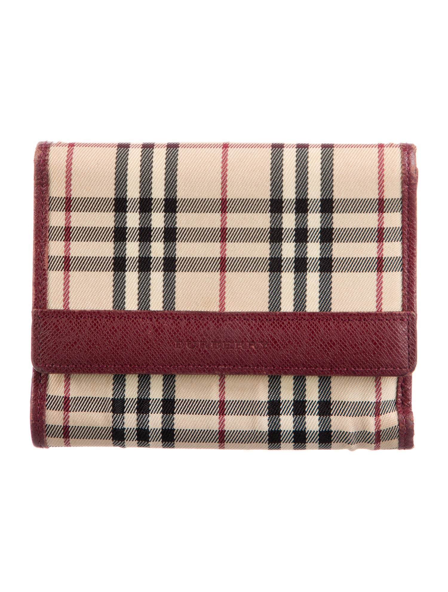 Burberry Nova Check Pattern Canvas Compact Wallet
