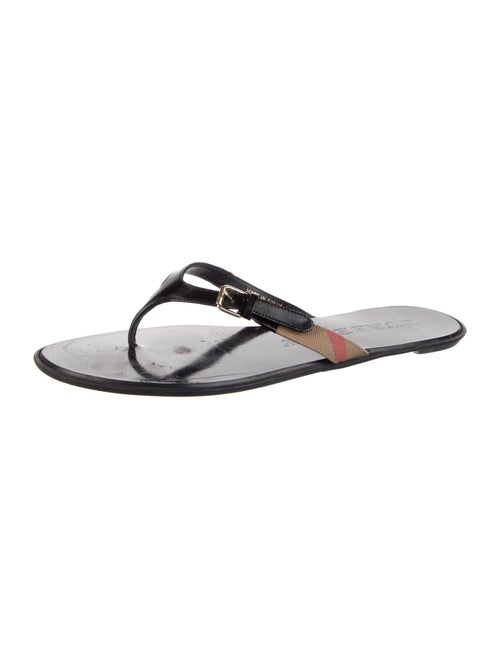 Burberry House Check Pattern Leather Flip Flops