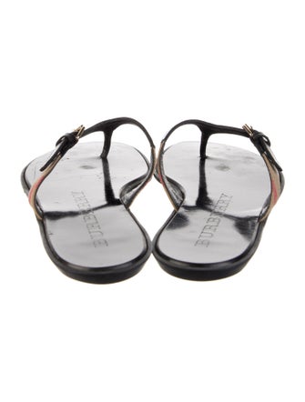Burberry House Check Pattern Leather Flip Flops
