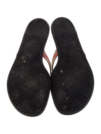 Burberry House Check Pattern Leather Flip Flops