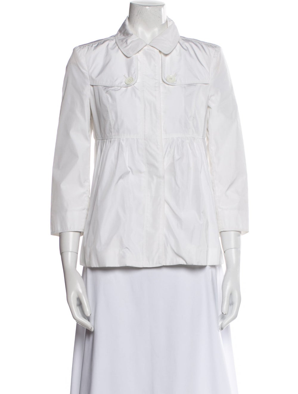 Burberry Jacket White Pointed Collar Patch Pocket… - image 1