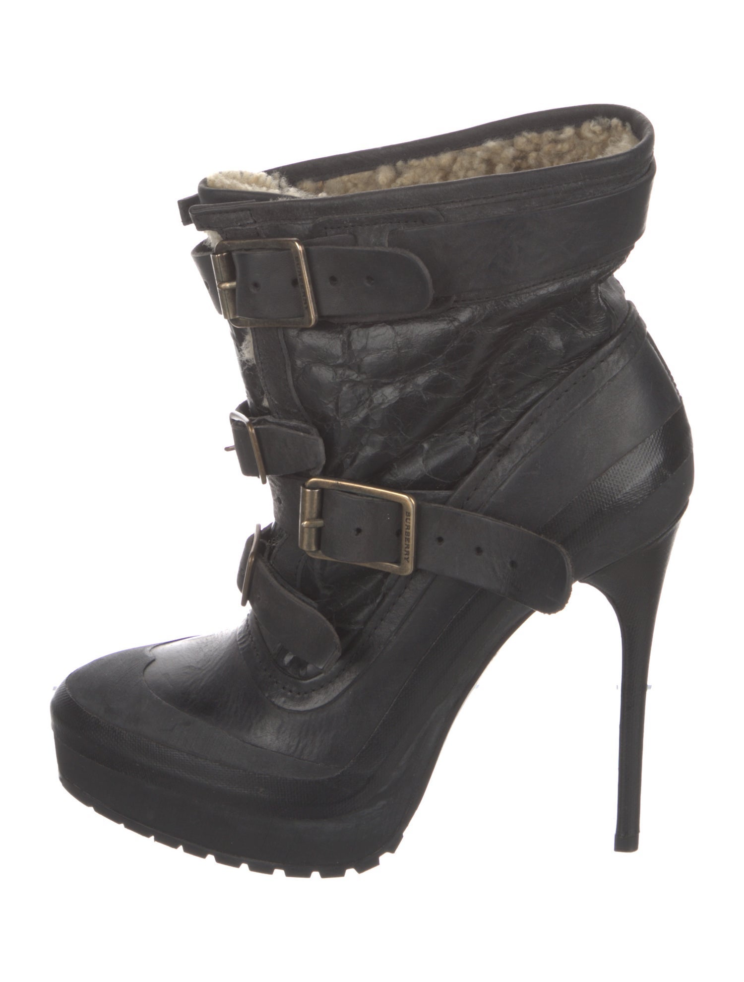 Burberry Suede Fur Trim Pumps