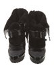 Burberry Leather Fur Trim Lace-Up Boots