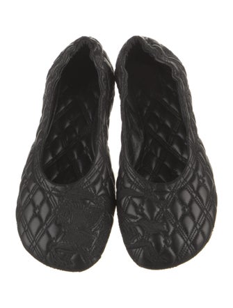 Burberry Leather Embroidered Accent Ballet Flats