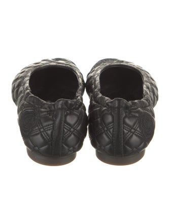 Burberry Leather Embroidered Accent Ballet Flats