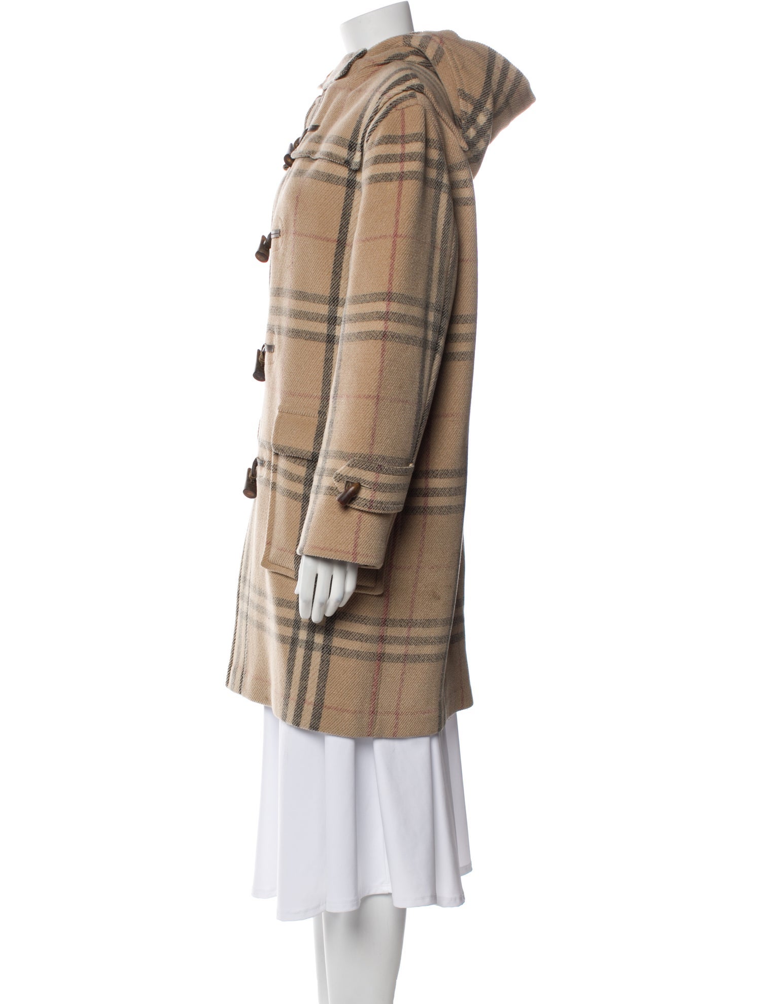 Burberry London Wool Plaid Print Coat