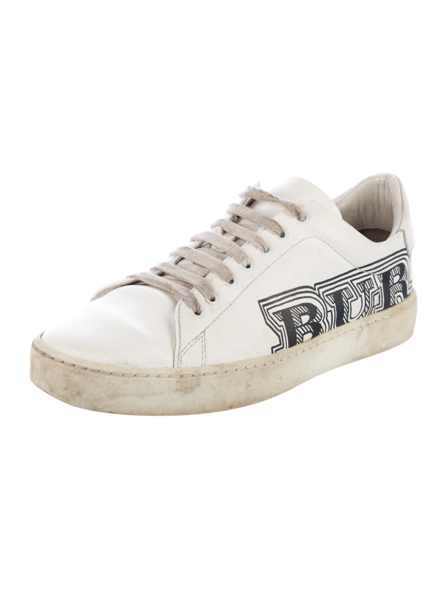 Burberry Leather Graphic Print Sneakers