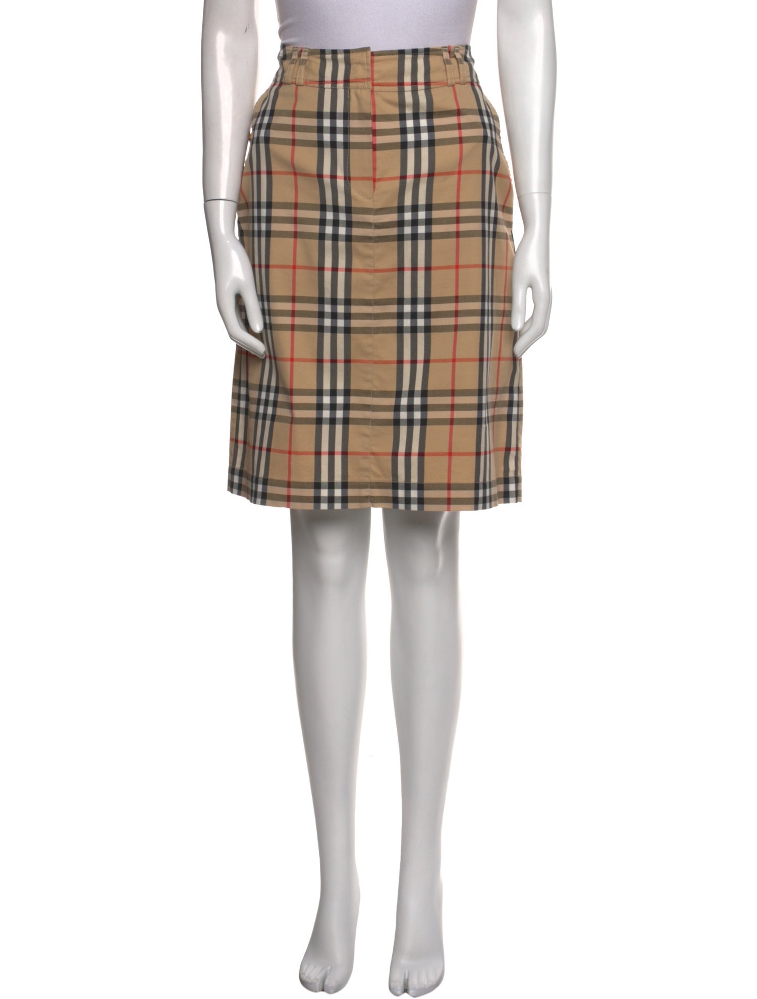Burberry Plaid Print Knee-Length Skirt