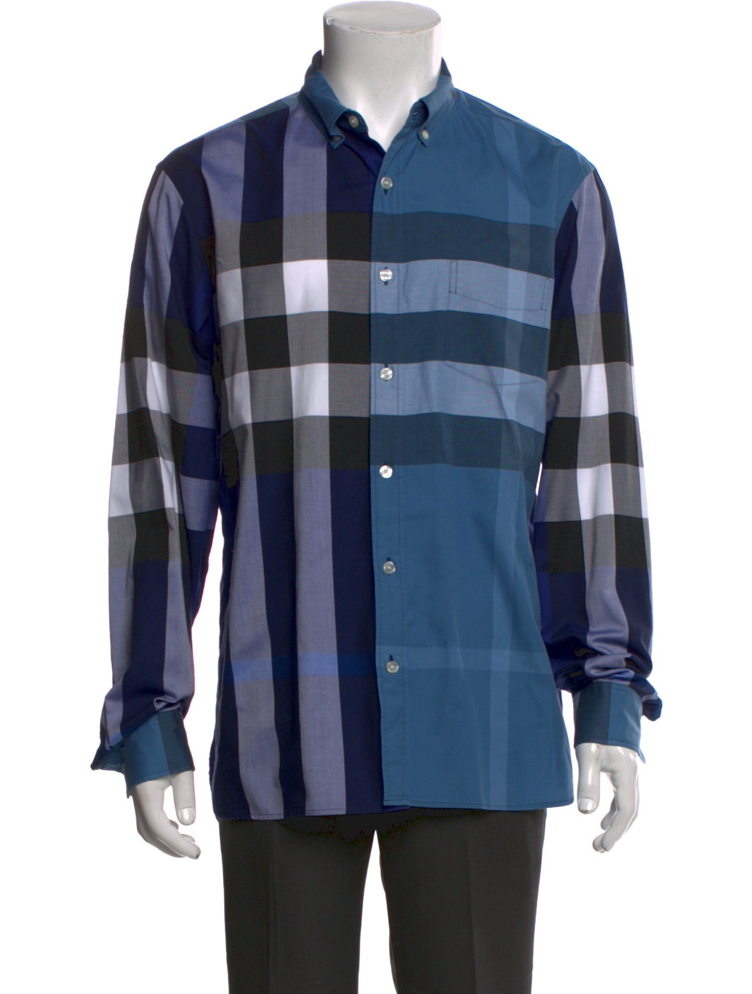 Burberry Plaid Print Long Sleeve Shirt