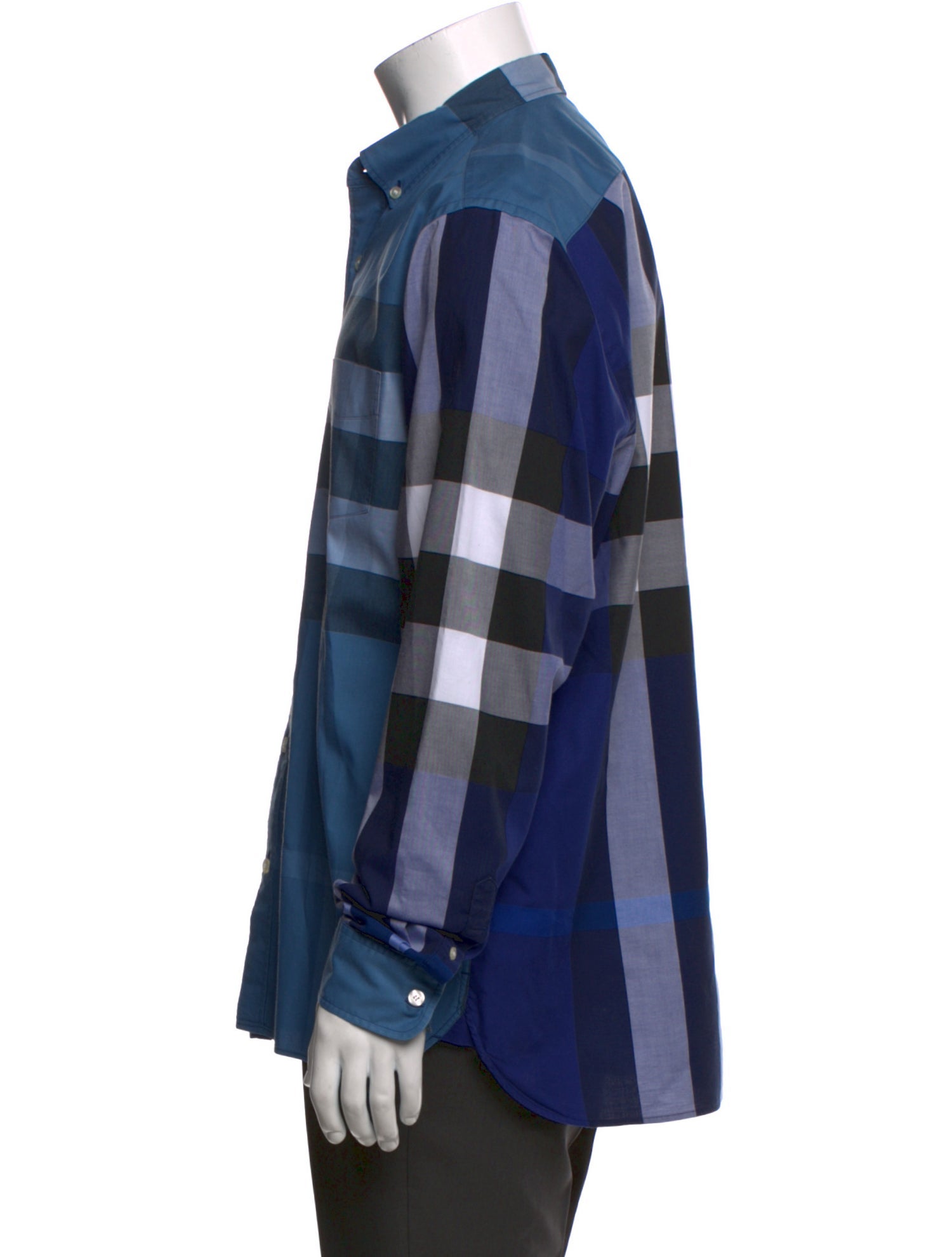 Burberry Plaid Print Long Sleeve Shirt