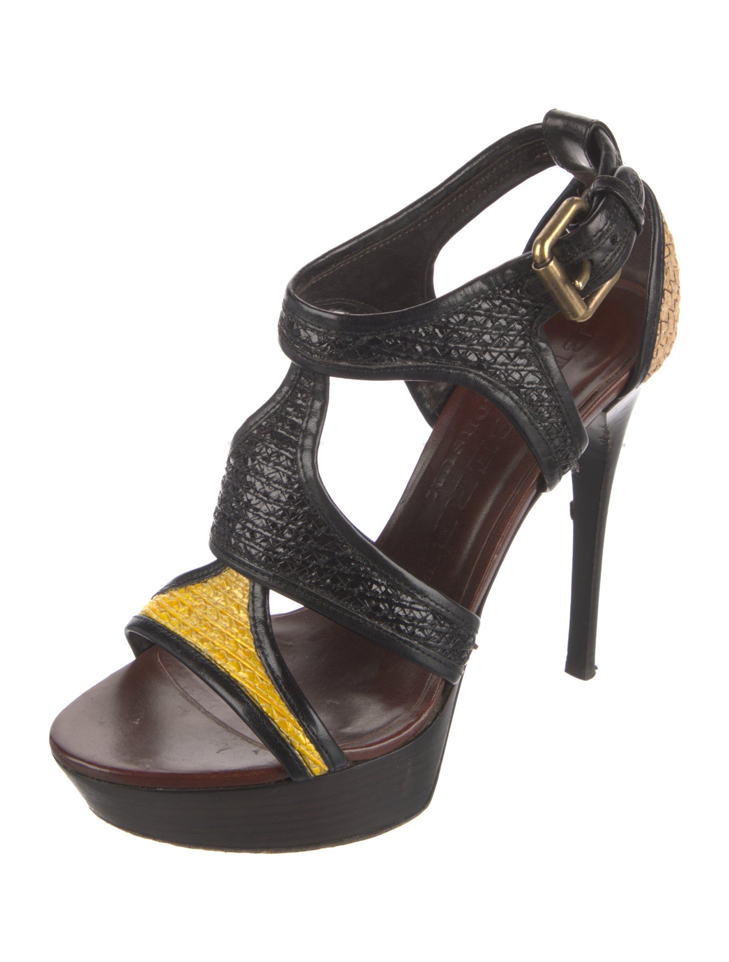 Burberry Prorsum Leather Animal Print T-Strap Sandals