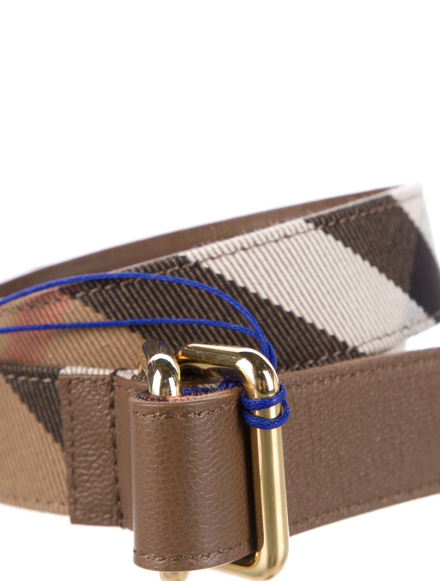 Burberry Canvas Leather Trim Embellishment Waist Belt w/ Tags