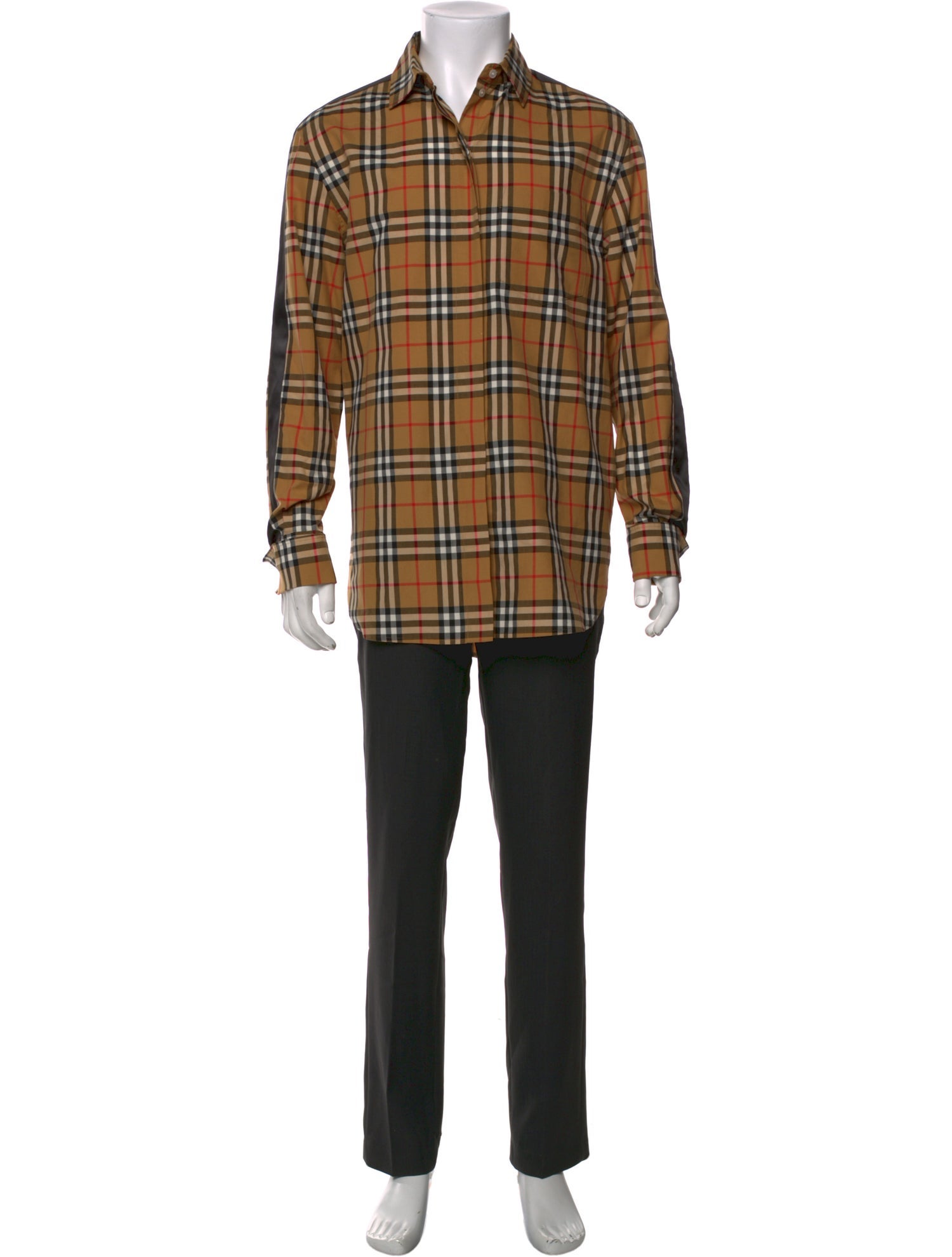Burberry Plaid Print Long Sleeve Shirt